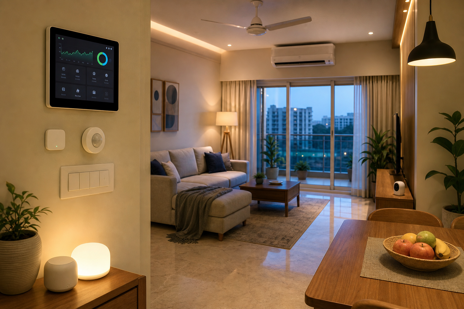 Modern Indian home with Matter devices, energy monitoring and local smart home control