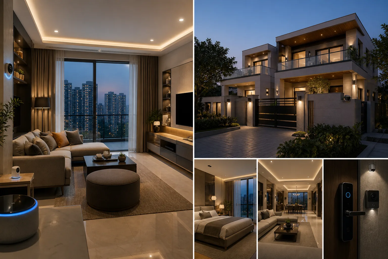 Delhi NCR apartment and villa showing different smart home automation setups
