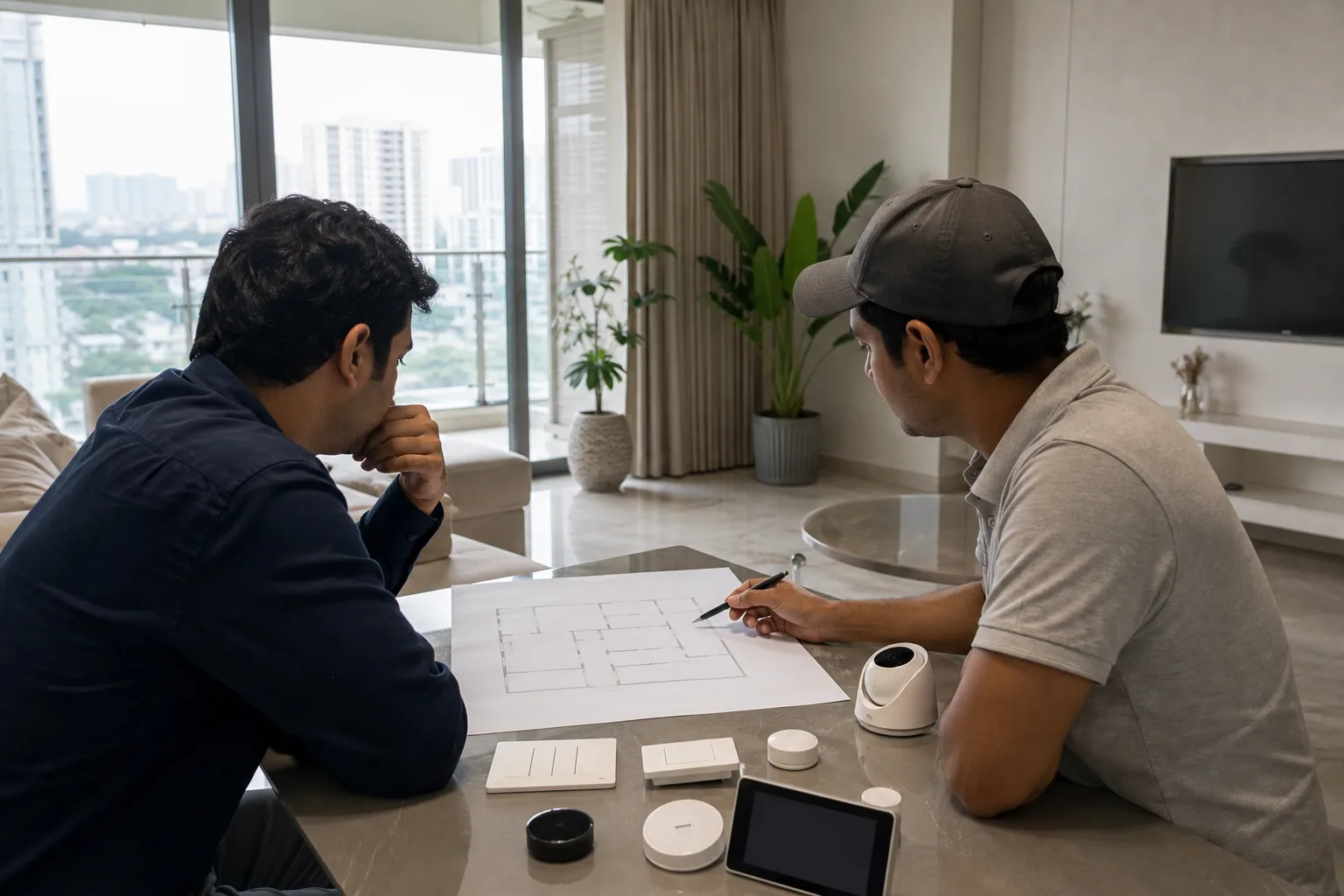 Delhi NCR smart home budget plan with room list, device categories and installation estimate