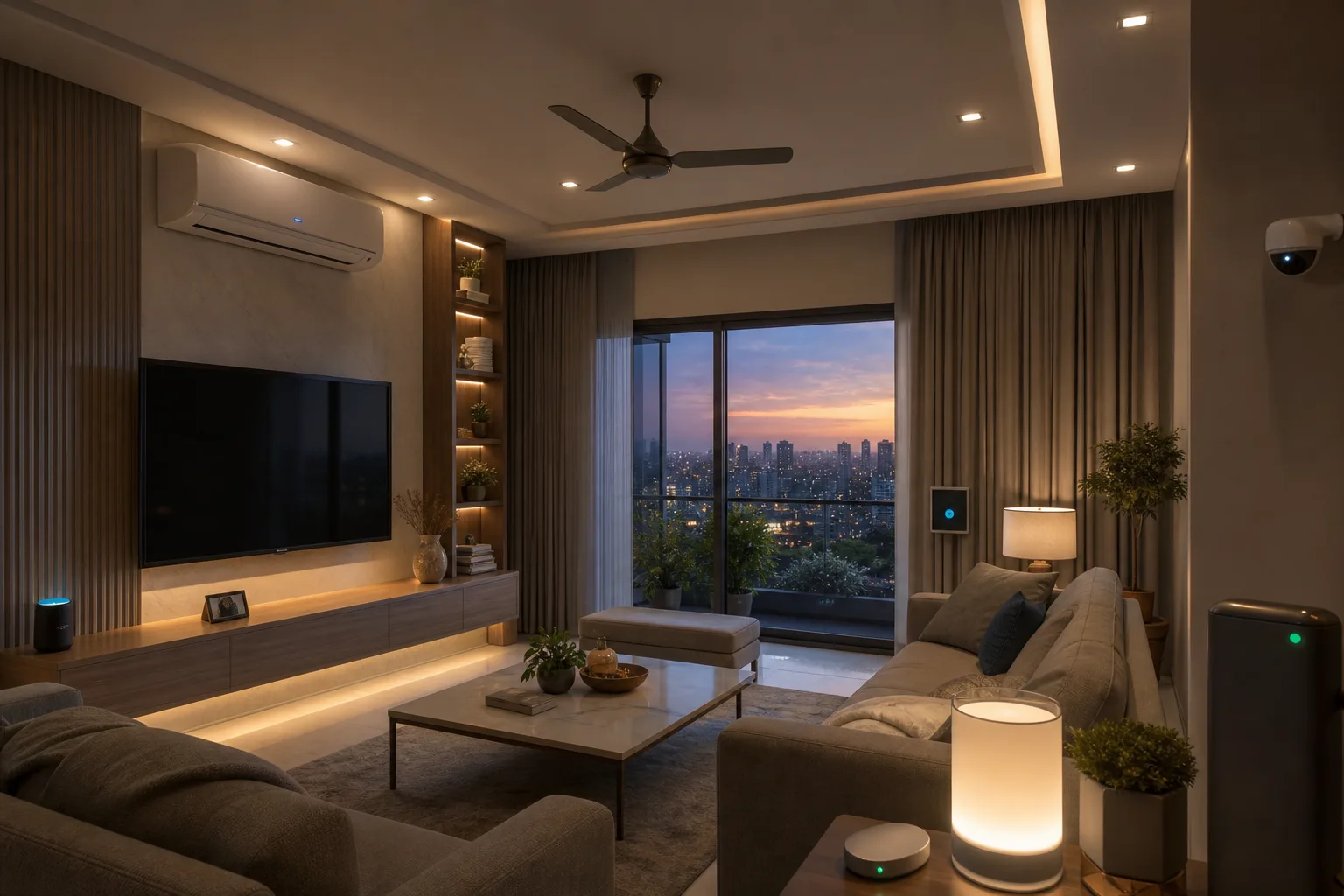 Modern Delhi NCR home using energy monitoring, climate automation and connected security