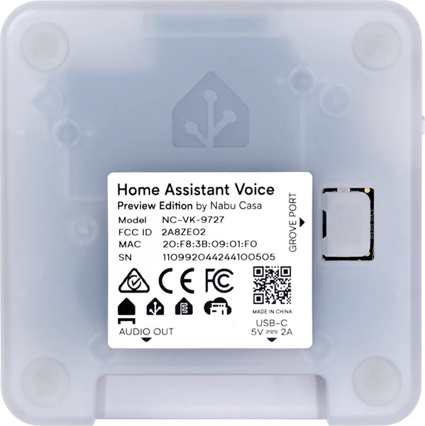 Home Assistant Voice Preview Edition underside and Grove port