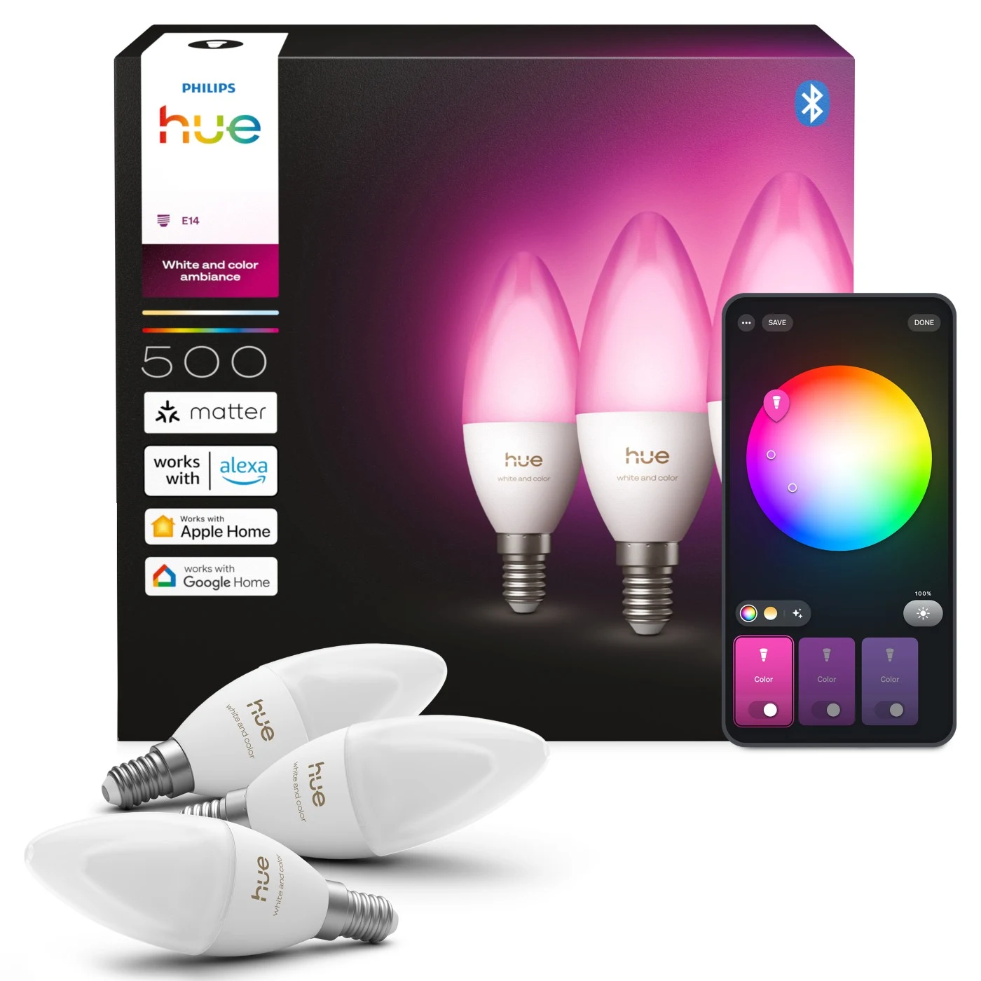 Philips Hue B39 E14 Colour Candle Bulb (2026) — manufacturer product view