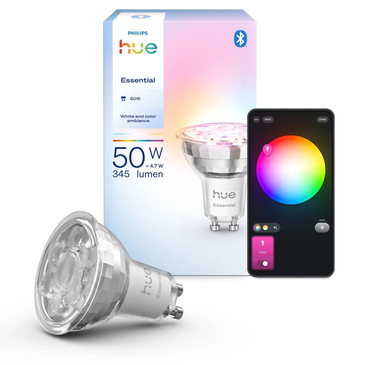 Philips Hue Essential GU10 Colour Spotlight — manufacturer product view