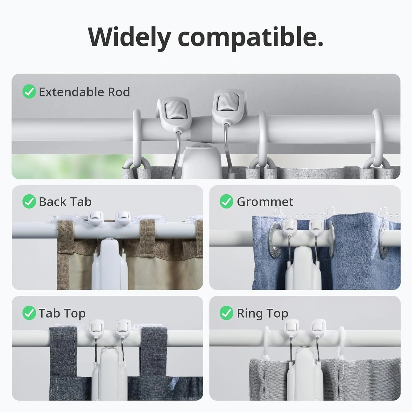 SwitchBot Curtain 3 — compatible rod and curtain styles