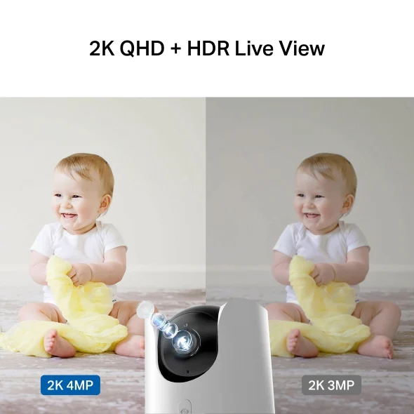 TP-Link Tapo C225 Security Camera — 2K live-view comparison illustration
