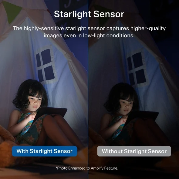 TP-Link Tapo C225 Security Camera — Starlight Sensor night-view illustration
